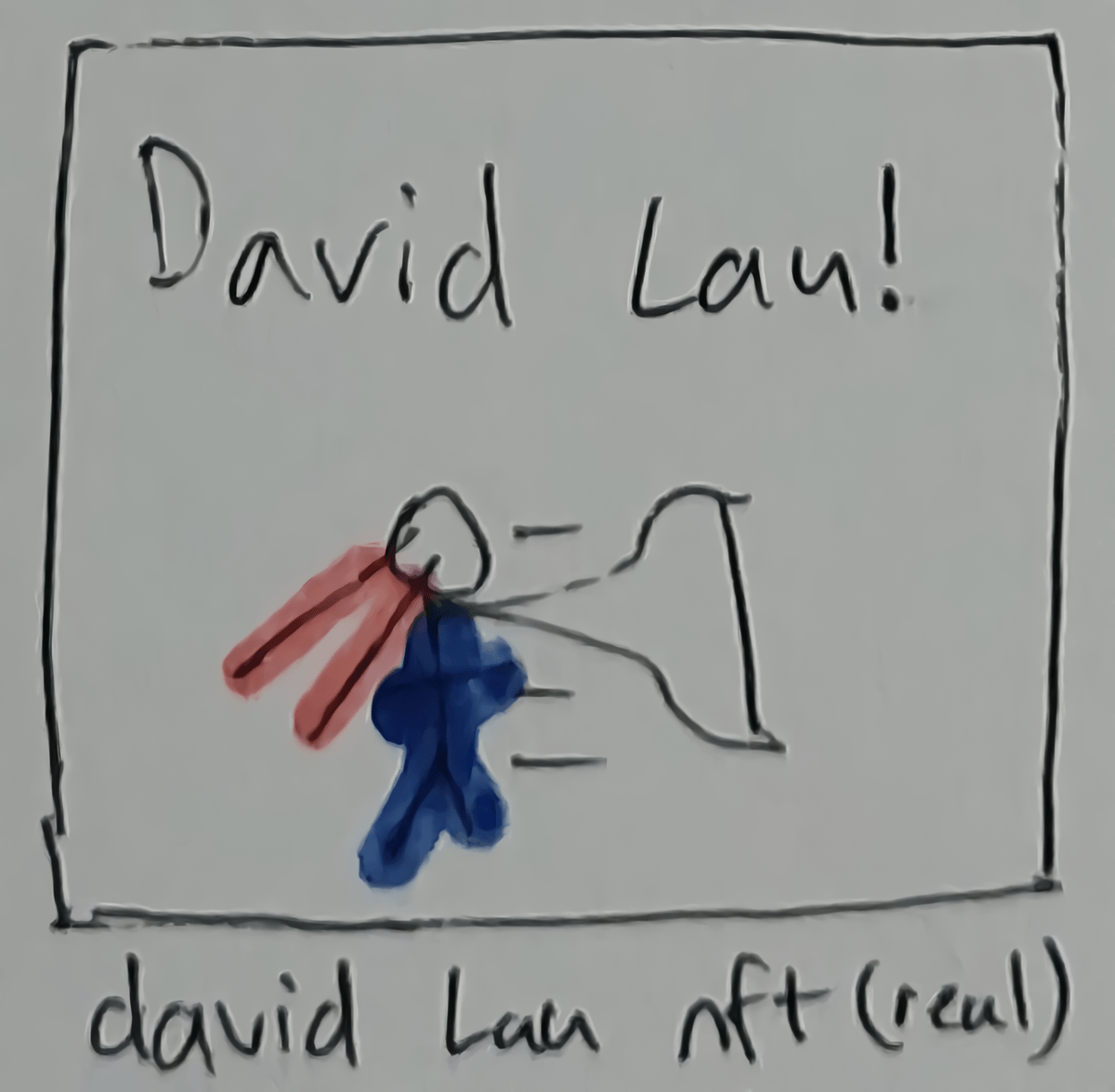 satirical depiction of David Lau shooting laser beams