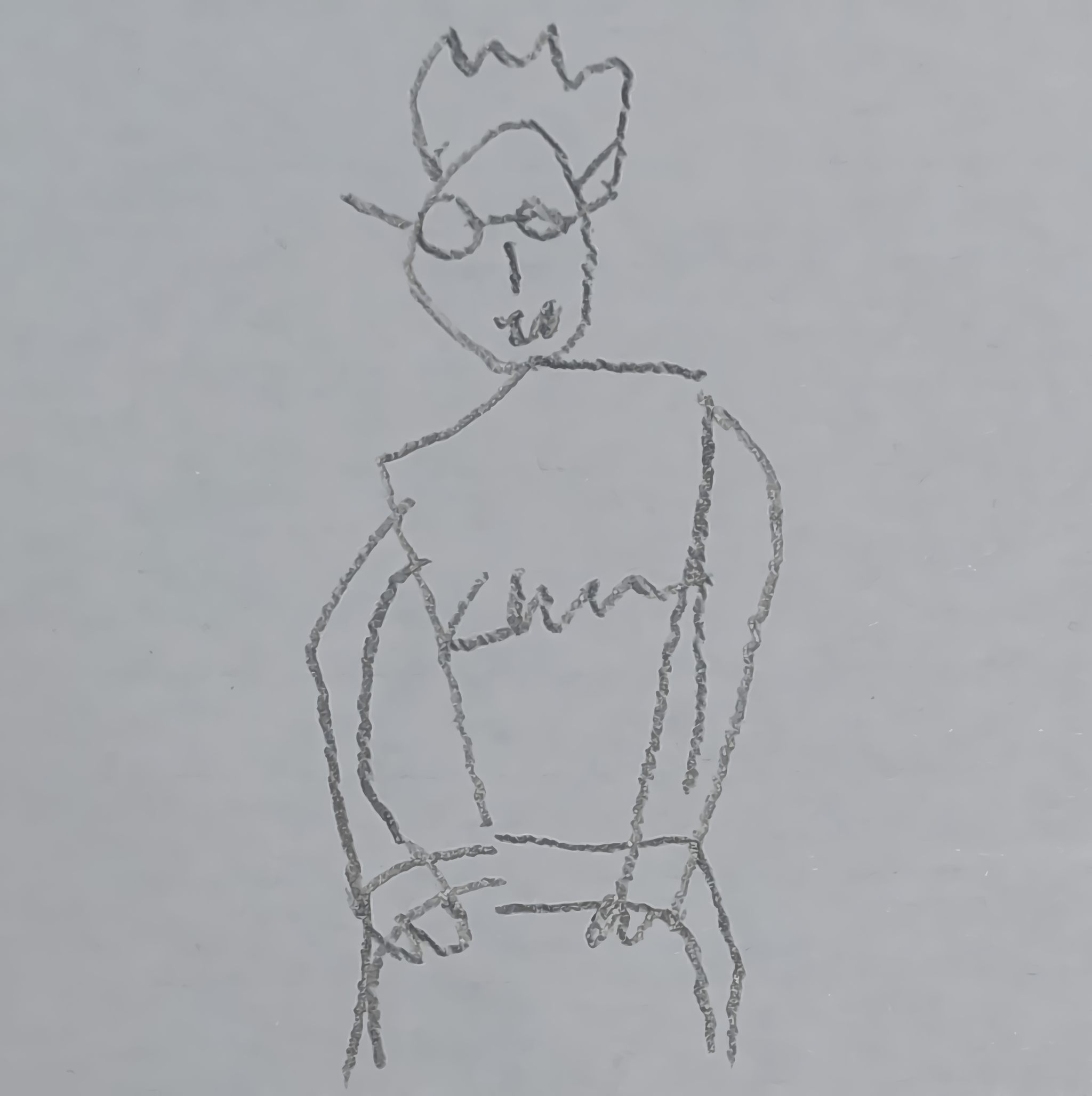 pencil drawing of Riki after winning speed sudoku